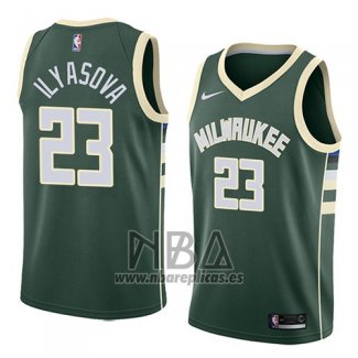 Camiseta Milwaukee Bucks Ersan Ilyasova NO 23 Icon 2018 Verde