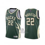 Camiseta Milwaukee Bucks Khris Middleton NO 22 Earned 2020-21 Verde