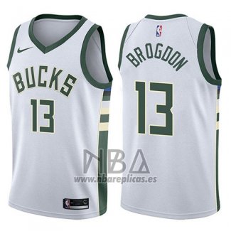 Camiseta Milwaukee Bucks Malcolm Brogdon NO 13 Swingman Association 2017-18 Blanco