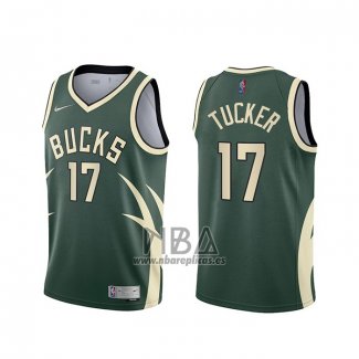 Camiseta Milwaukee Bucks P.J. Tucker NO 17 Earned 2020-21 Verde