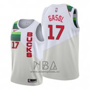 Camiseta Milwaukee Bucks Pau Gasol NO 17 Earned Crema