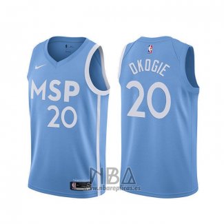 Camiseta Minnesota Timberwolves Josh Okogie NO 20 Ciudad 2019-20 Azul