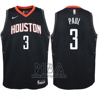 Camiseta Nino Houston Rockets Chris Paul NO 3 Statehombret 2017-18 Negro