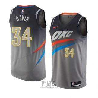 Camiseta Oklahoma City Thunder Tyler Davis NO 34 Ciudad 2018 Gris