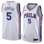 Camiseta Philadelphia 76ers Amir Johnson NO 5 Association 2018 Blanco