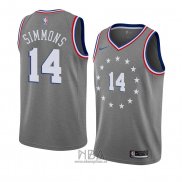 Camiseta Philadelphia 76ers Jonathon Simmons NO 14 Ciudad 2018-19 Gris