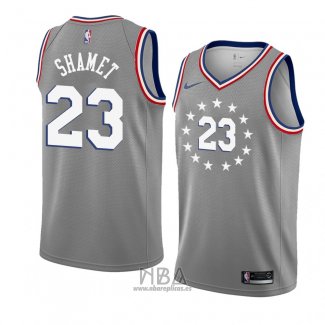 Camiseta Philadelphia 76ers Landry Shamet NO 23 Ciudad 2018-19 Gris