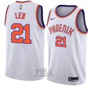 Camiseta Phoenix Suns Alex Len NO 21 Hardwood Classic 2018 Blanco