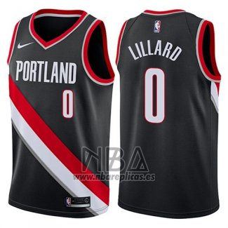 Camiseta Portland Trail Blazers Damian Lillard NO 0 2017-18 Negro