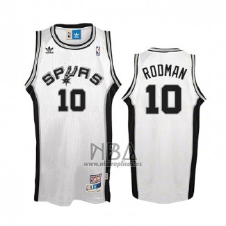 Camiseta San Antonio Spurs Dennis Rodman NO 10 Hardwood Classics Blanco