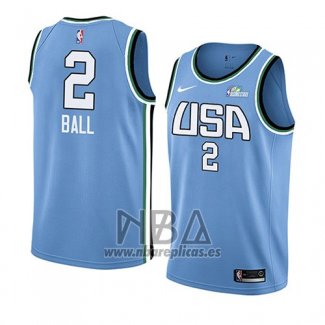 Camiseta 2019 Rising Star Lonzo Ball NO 2 World Azul