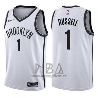 Camiseta Brooklyn Nets D'angelo Russell NO 1 Association 2017-18 Blanco