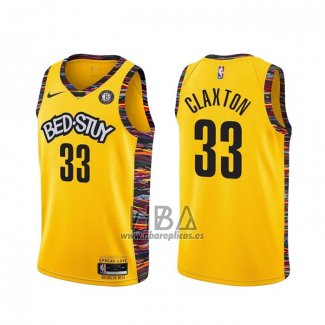 Camiseta Brooklyn Nets Nicolas Claxton NO 33 Ciudad 2020-21 Amarillo