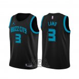 Camiseta Charlotte Hornets Jeremy Lamb NO 3 Ciudad Edition Negro