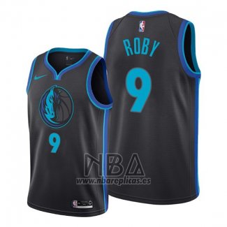 Camiseta Dallas Mavericks Isaiah Roby NO 9 Ciudad Negro