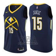 Camiseta Denver Nuggets Nikola Jokic NO 15 Ciudad 2017-18 Azul