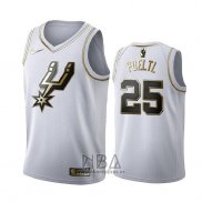 Camiseta Golden Edition San Antonio Spurs Jakob Poeltl NO 25 Blanco