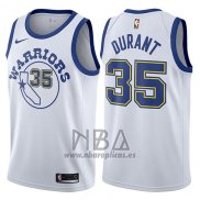 Camiseta Golden State Warriors Kevin Durant NO 35 Blanco 2017-18