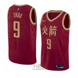 Camiseta Houston Rockets Zhou Qi NO 9 Ciudad 2018-19 Rojo