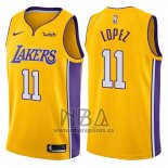 Camiseta Los Angeles Lakers Brook Lopez NO 11 2017-18 Amarillo