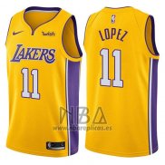 Camiseta Los Angeles Lakers Brook Lopez NO 11 2017-18 Amarillo