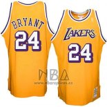 Camiseta Los Angeles Lakers Kobe Bryant NO 24 Retro Amarillo3