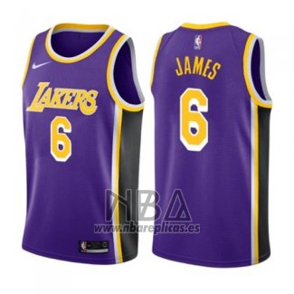 Camiseta Los Angeles Lakers LeBron James NO 6 Statement 2019 Violeta