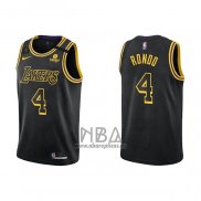 Camiseta Los Angeles Lakers Rajon Rondo NO 4 Mamba 2021-22 Negro