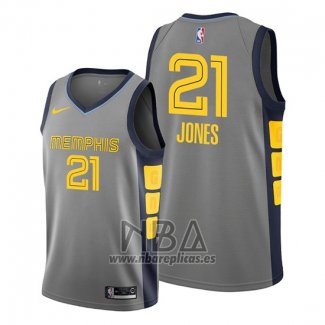 Camiseta Memphis Grizzlies Tyus Jones NO 21 Ciudad Gris