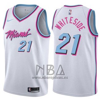 Camiseta Miami Heat Hassan Whiteside NO 21 Ciudad 2017-18 Blanco