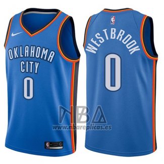 Camiseta Oklahoma City Thunder Russell Westbrook NO 0 2017-18 Azul