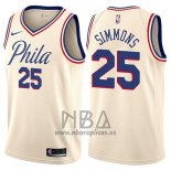 Camiseta Philadelphia 76ers Ben Simmons NO 25 Ciudad Crema