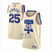 Camiseta Philadelphia 76ers Ben Simmons NO 25 Earned 2020-21 Crema