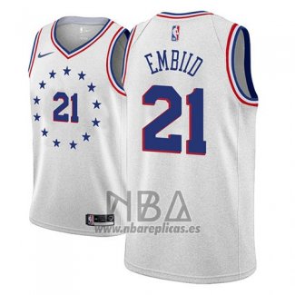 Camiseta Philadelphia 76ers Joel Embiid NO 21 Earned 2018-19 Gris