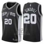 Camiseta San Antonio Spurs Manu Ginobili NO 20 Icon 2017-18 Negro