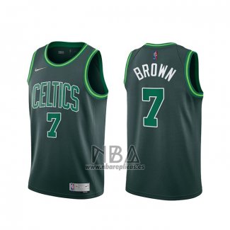 Camiseta Boston Celtics Jaylen Brown NO 7 Earned 2020-21 Verde