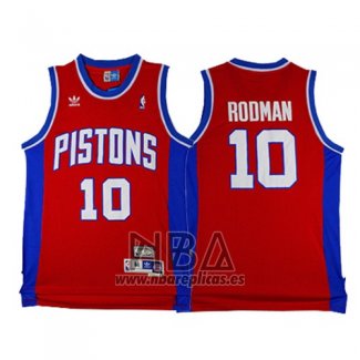 Camiseta Detroit Pistons Dennis Rodman NO 10 Retro Rojo