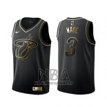 Camiseta Golden Edition Miami Heat Dwyane Wade NO 3 Negro