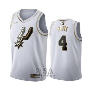 Camiseta Golden Edition San Antonio Spurs Derrick White NO 4 Blanco