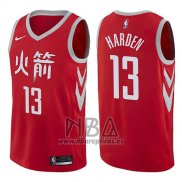 Camiseta Houston Rockets James Harden NO 13 Ciudad 2017-18 Rojo