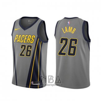 Camiseta Indiana Pacers Jeremy Lamb NO 26 Ciudad 2019-20 Gris