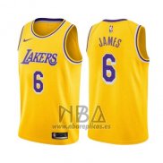 Camiseta Los Angeles Lakers LeBron James NO 6 Icon 2019 Amarillo