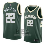 Camiseta Milwaukee Bucks Khris Middleton NO 22 Icon 2018 Verde