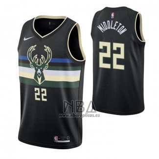 Camiseta Milwaukee Bucks Khris Middleton NO 22 Statement 2020 Negro