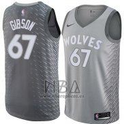 Camiseta Minnesota Timberwolves Taj Gibson NO 67 Ciudad 2018 Gris