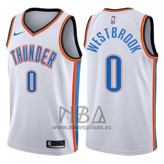 Camiseta Oklahoma City Thunder Russell Westbrook NO 0 2017-18 Blanco