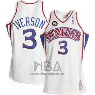 Camiseta Philadelphia 76ers Allen Iverson NO 3 Retro 10th Blanco