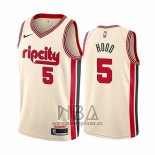 Camiseta Portland Trail Blazers Rodney Hood NO 5 Ciudad Crema