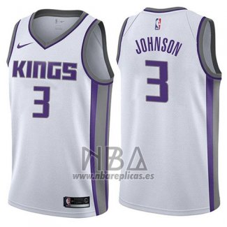 Camiseta Sacramento Kings Joe Johnson NO 3 Association 2017-18 Blanco