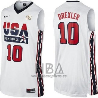 Camiseta USA 1992 Clyde Drexler NO 10 Blanco